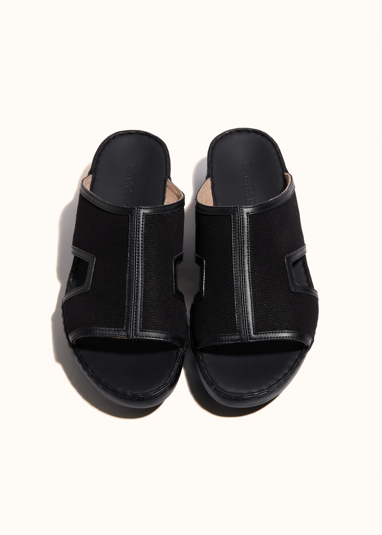 FRAMED BOX SANDAL - BLACK CANVAS