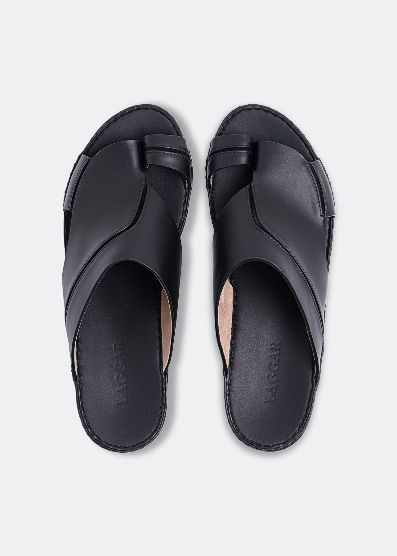 STITCHED SINGLE TOE SANDAL - NERO