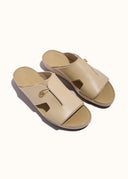TIGHTENED SQUARE CUT SANDAL - BEIGE