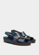 SLINGBACK BELT BUCKLE UP SANDAL – NAVY