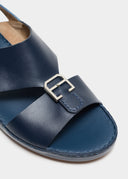SLINGBACK BELT BUCKLE UP SANDAL – NAVY