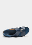 SLINGBACK BELT BUCKLE UP SANDAL – NAVY