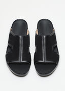FRAMED BOX SANDAL - BLACK CANVAS