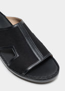 FRAMED BOX SANDAL - BLACK CANVAS
