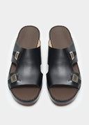 SQUARE DUAL BUCKLE SANDAL – NERO