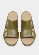 SQUARE DUAL BUCKLE SANDAL – KHAKY