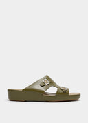 SQUARE DUAL BUCKLE SANDAL – KHAKY